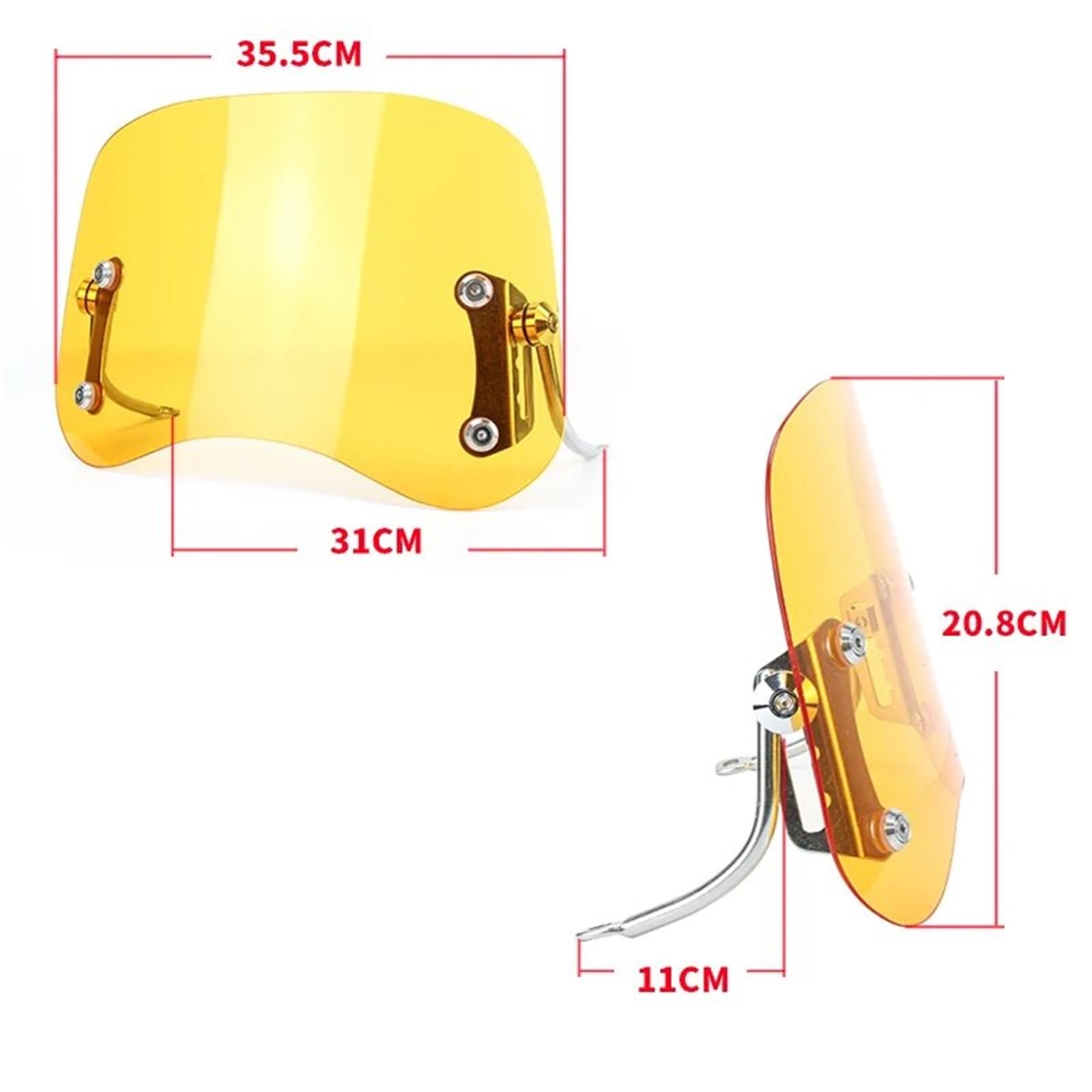 Cupolino paravento Parabrezza Universale Per Ciclomotori Per Moto Parabrezza Per Scooter Deflettore Anti Schermo Antigraffio Parabrezza Cupolino per moto(BLACK)