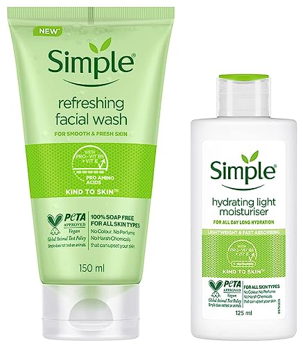 Simple Kind To Skin Hydrating Light Moisturiser, 125 ml And Simple Kind To Skin Refreshing Facial Wash, 150 ml
