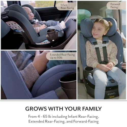 Image of Evenflo Revolve360 Slim 2-in-1 Rotating Car Seat with Green & Gentle Fabric (Agate)