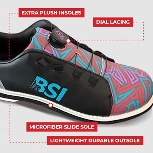 BSI Unisex Kaizen Dial Bowling Shoes - Teal/Red/Purple, Men's Sizes3