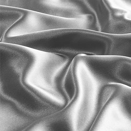 BEDELITE Satin Pillowcase with Zipper 4 Pack, Grey Pillow Cases Standard Size, Super Soft and Cooling Similar to Silk Pillow Cases, Gift for Women Men(20x26 Inches)
