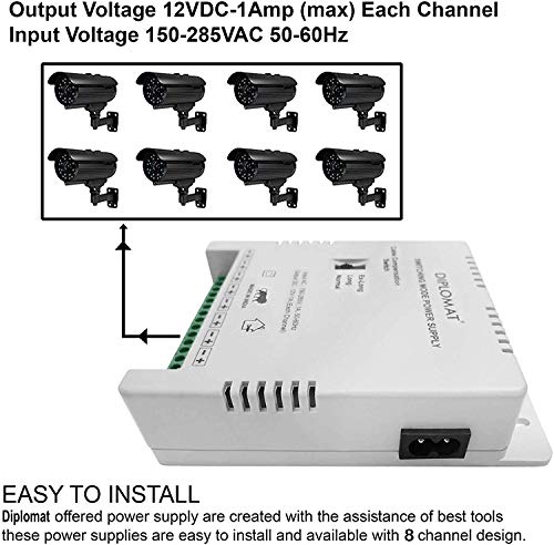 Image of Elove 8 Channel SMPS for CCTV Power Supply Adapter for up to 8 CCTV Cameras 12v SMPS with Multi Port for CCTV Security Bullet & Dome Camera Indoor or Outdoor Security Surveillance Cameras
