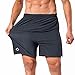 NAVISKIN Pantalones Cortos para Hombres Deporte Secado Rápido con Bolsillos de Cremallera Cordón Ligero Transpirable Elástica 13cm Gris L