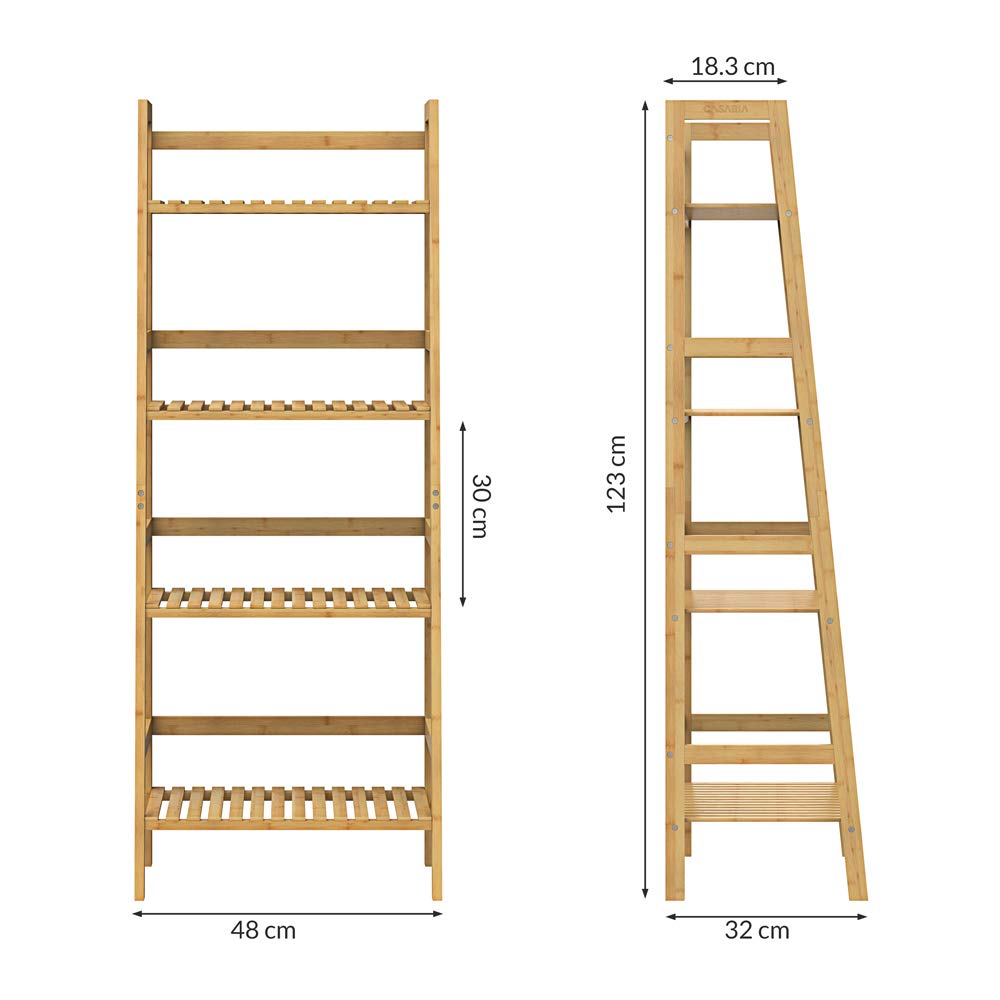 Casaria® Badregal Standregal Bambus 4 Böden 48x32x123cm Groß Stehend Offen 40 kg Belastbarkeit Holz Bad Badezimmer Küche Wohnzimmer Keller Regal Natur
