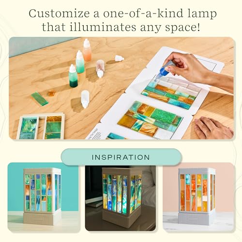 Lifelines FlowCrafts, Decorative Tile Lamp - Customize a Functional Lamp with 60 Tiles, 6 Mixable Paint Colors & Light Source Included - Sensory Arts & Crafts Kit for Teens & Adults