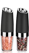 Electric Salt and Pepper Grinder Set,Automatic Pepper or Salt Mill Grinder Battery-Operated with Adjustable Ceramic Coarseness,LED Light,One Hand Operated, 2 Pack
