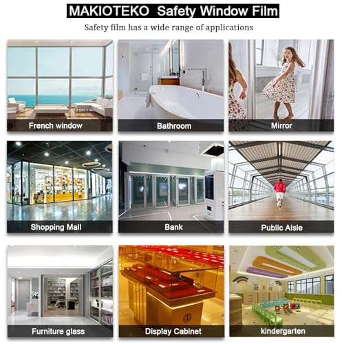 Película de seguridad para ventanas 17.7in x 6.5ft transparente miniatura 7