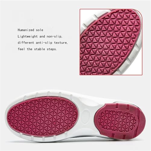 CLSQLXYJZC Summer Leather Loafers, Womens Casual Breathable Mesh Hollow Slip on Lightweight Slip Resistant Nursing Shoes, Lightweight Air Cushion Walking Shoes, for Doctors2
