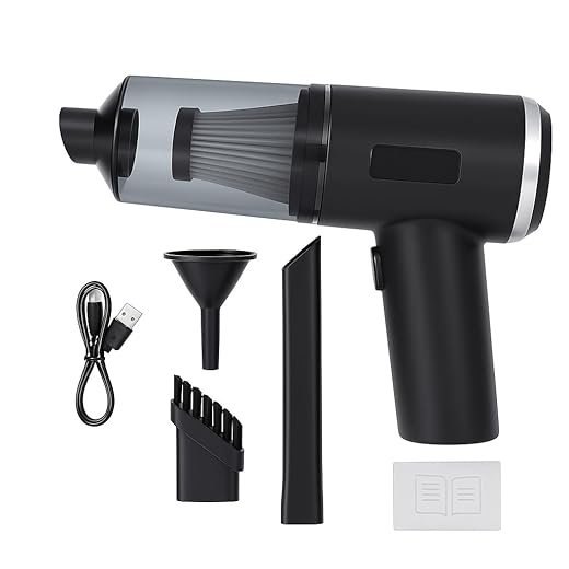 Aspirador de Pó Portátil 2 em 1 6000Pa — Aspirar e Soprar, USB Recarregável, Filtro HEPA Lavável, para Carro, Teclado e Casa