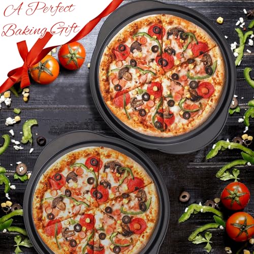 hunnycook 2 Pcs Pizza Trays for Oven -13" Pizza Pan with Holes and Handle, Carbon Steel, Non Stick Baking Tray Set for Cooking, Baking, Dishwasher Safe - Image 6