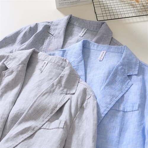 Men's Linen Business Suits Jacket Casual Breathable Two Button Blazer Sport Coat2