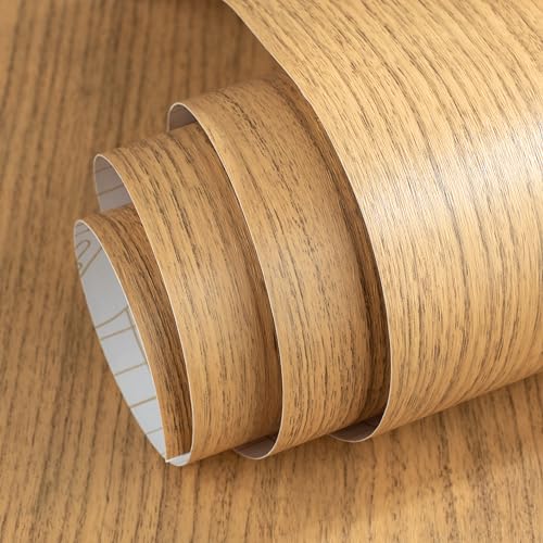 vgoltd Wooden Vinyl Wrap Self Adhesive Wallpaper Wood Effect Sticky Back Plastic Roll for Furniture Removable Peel and Stick Wallpaper Decorative Kitchen Contact Paper (Style 14, 30 x 100 cm)