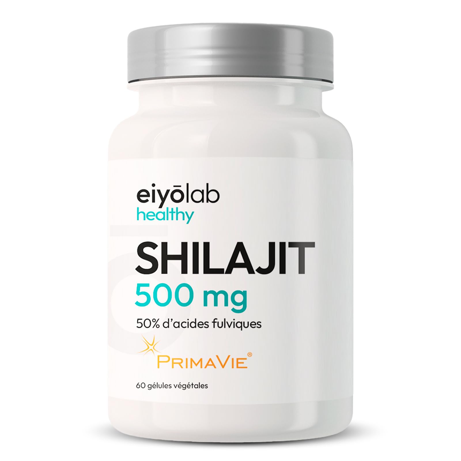Shilajit Breveté PRIMAVIE® | Extrait Pur en Gélules | Immunité, Musculation et Articulations | Riche en Acide Fulvique (50%) et en Acide Humique (10%) | 60 Gélules Végétales | Eiyolab