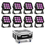 BeamZ Professional StarColor72 set 8 focos LED RGBW IP65 con flightcase FL72, 72W por unidad, mezcla de color pastel, ideal para iluminación arquitectónica exterior y alquiler profesional