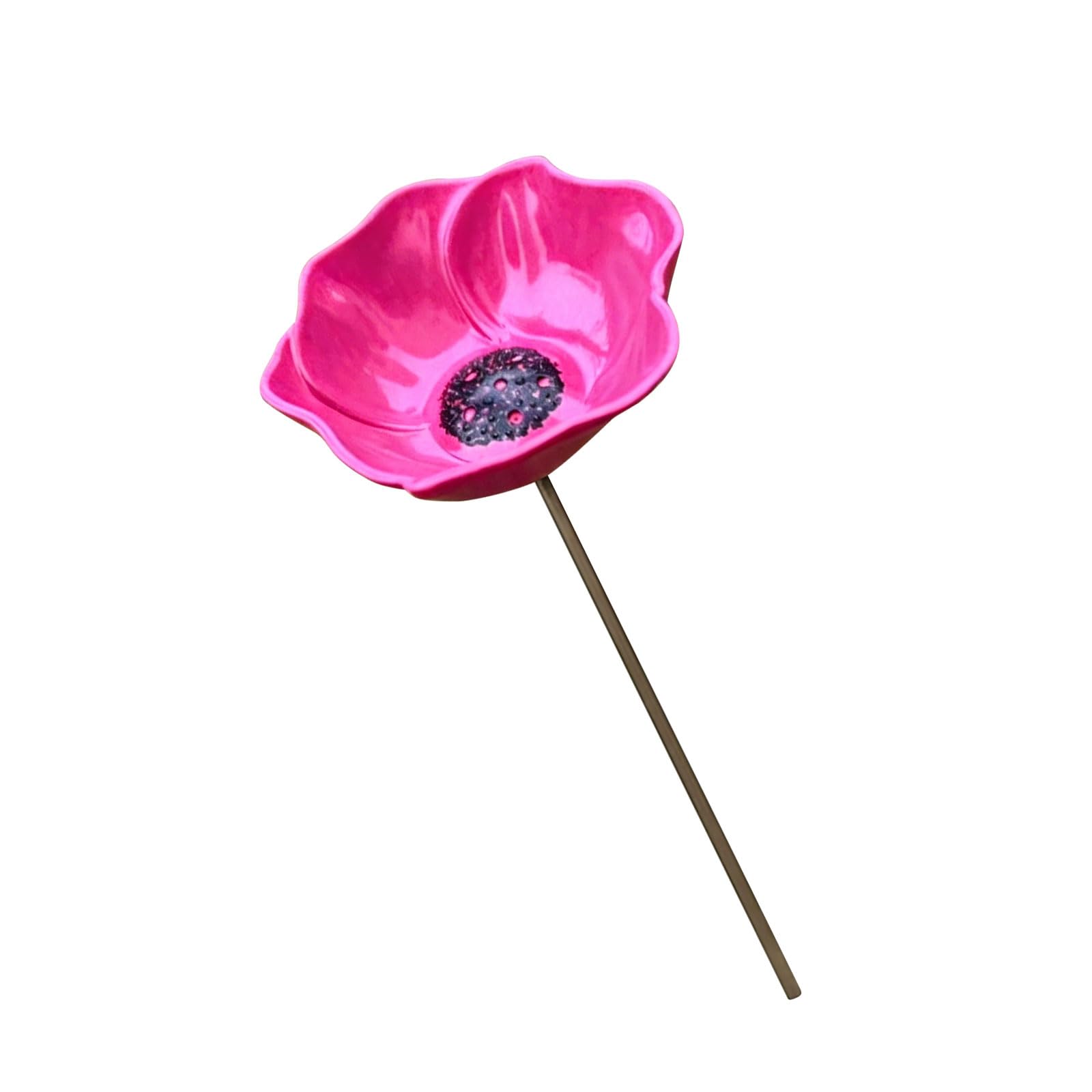 FROMCEO Metal Flower Stake for Wildlife Drinking and Garden Attraction Shallow Bird Bath Bowl