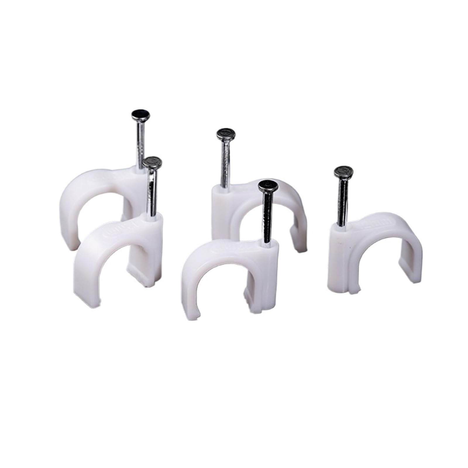 Kabelschellen Nagelschellen 100Pcs Stahl Nagel Draht Clips 4-50mm runde Kunststoff Nylon(25mm)