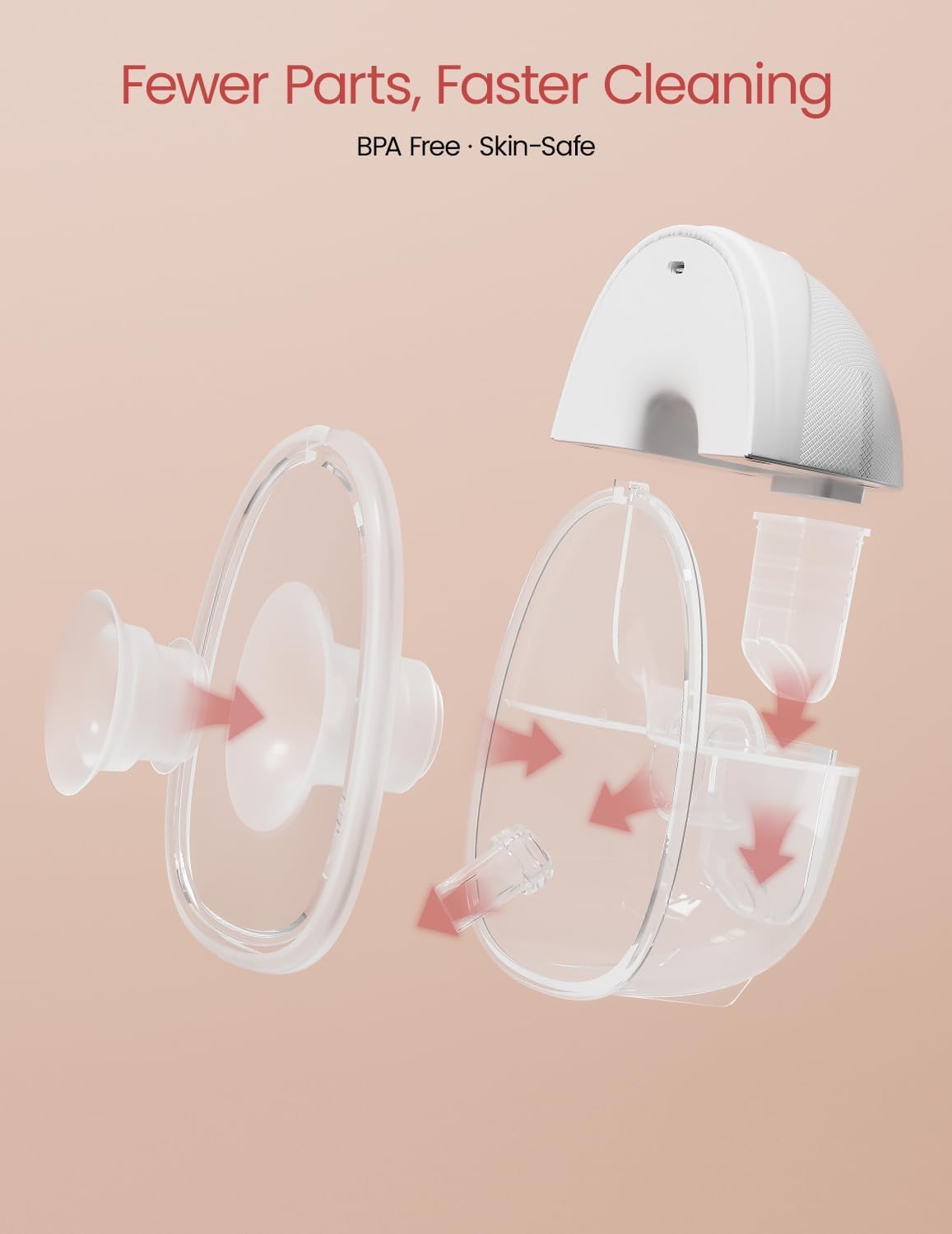 NCVI Hands-Free Breast Pump, Wearable Breastfeeding Pump with 300mmHg Strong Suction, 1400mAh Long Battery, Ultra-Quiet Portable Electric Pump with 4 Modes & 9 Levels, 19/21/24mm, 2-Pack, White - Image 8