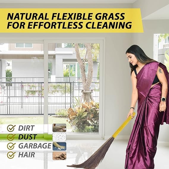 Image of Phool Broom, Long Handle, Easy Floor Cleaning 350g(Multi-use), Pack of 2