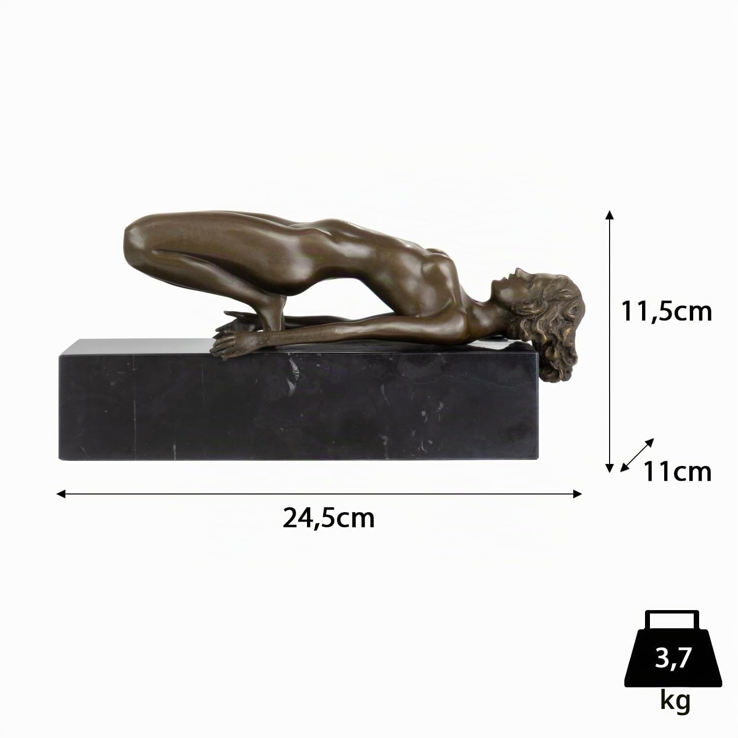 Moritz Elegante Bronze-Skulptur weiblicher Akt auf Marmorsockel - Kunstvolle Darstellung Einer liegenden Frau, Ausdruck von Schönheit und Harmonie, 24,5 cm