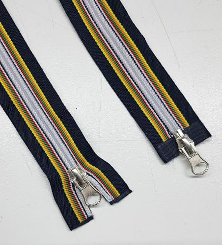 AMANTE NSF - Cerniera Zip Divisibile, Multicolor con Strisce, Doppio Cursore in Acciaio, Catena 6 in Nylon, Design Sportivo con Dettagli Colorati (multicolor, 60)