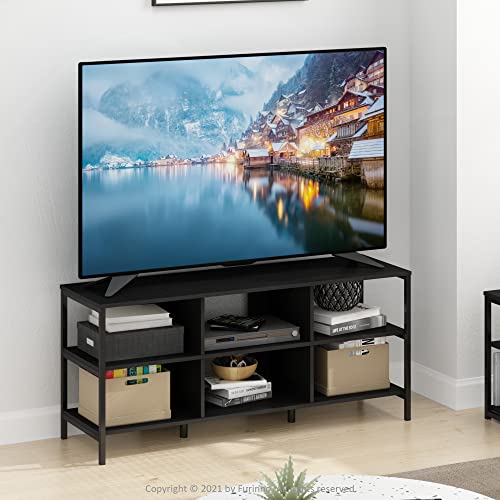 Furinno Camnus TV Stand, 3-Tier Modern Entertainment Center with Metal Frame Support, TV Console with Open Back, for TVs up to 60 Inch, for Living Room, Bedroom, Americano - image 2