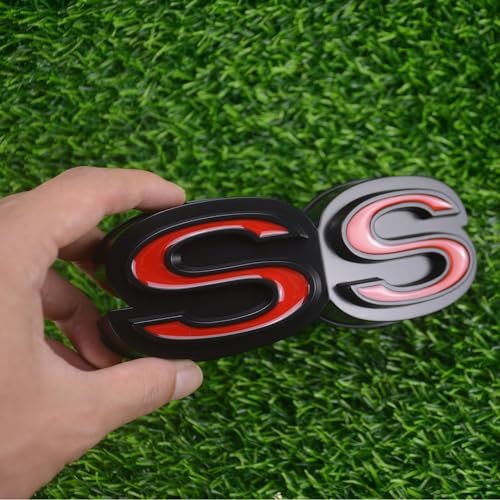 Image of 1Pc 1970 Chevy Chevelle El Camino Super Sports SS Front Grille Emblem with Retainers Replacement for SS (Black Red)