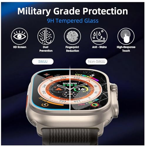 Image of YODI Pack of 2 Waterproof 3D Tempered Glass Screen Protector Compatible with Apple watch ultra 49mm Ultra 2 /3 Smart Watch Only ((Apple Watch 49mm))