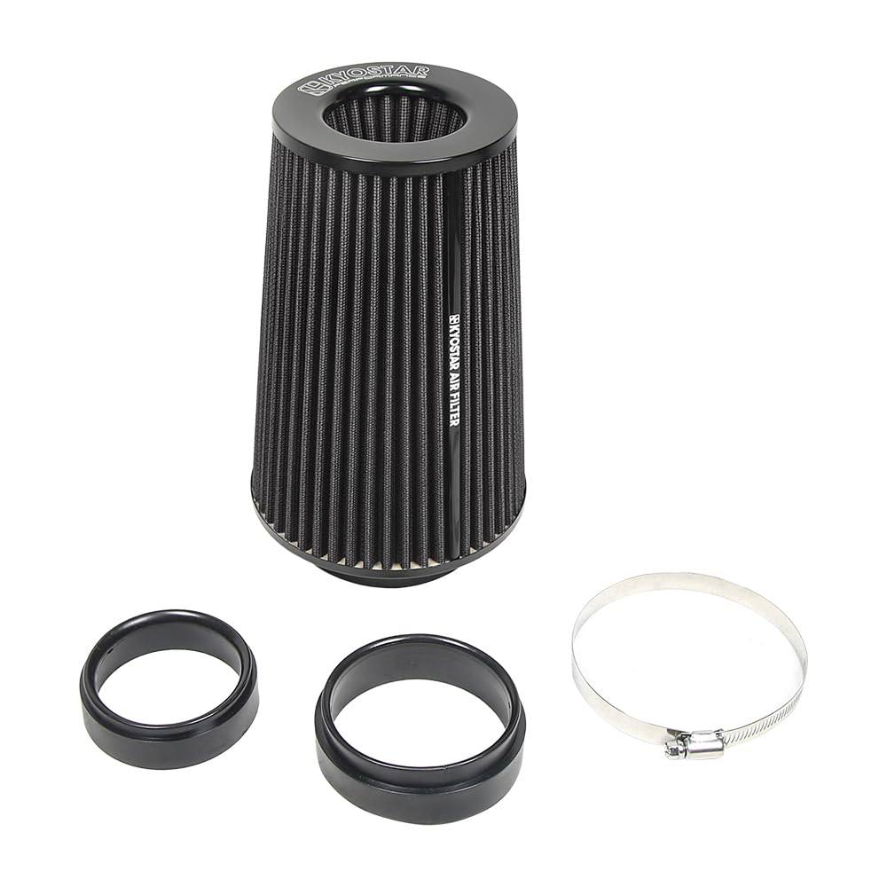 Universal 3/3.5/4" (75/89/100mm) High-Flow Air Filter, Reusable Cone Cold Air Intake, High Performance, Clamp-On Car High Flow Air Kit, Flange