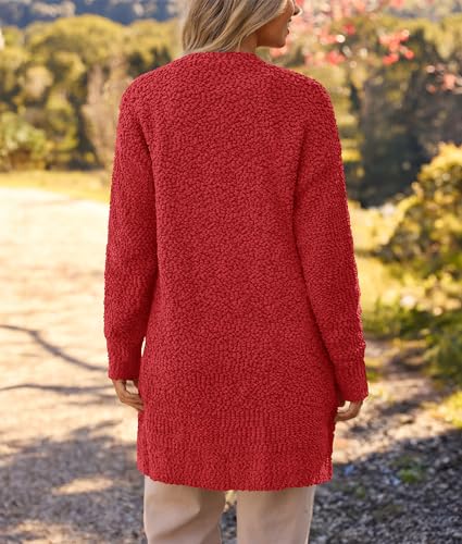 Image of MEROKEETY Women's Long Sleeve Soft Chunky Knit Sweater Open Front Cardigans Outwear Coat