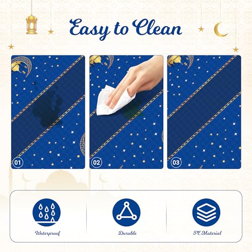 Image of Childom 3 Pack Ramadan Table Cloth,Ramadan Decorations for Home,54 inch x 108 inch Eid Mubarak Decorations,Eid Ramadan Tablecloths Rectangular,Blue Plastic Table Cloth Disposable Table Cover for Party Favors