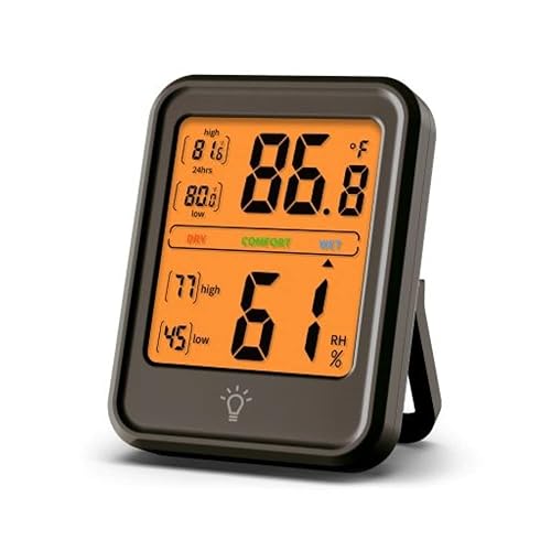 Termómetro higrómetro digital termómetro digital para interiores higrómetro con gran pantalla LCD transparente monitoreo de temperatura y registro