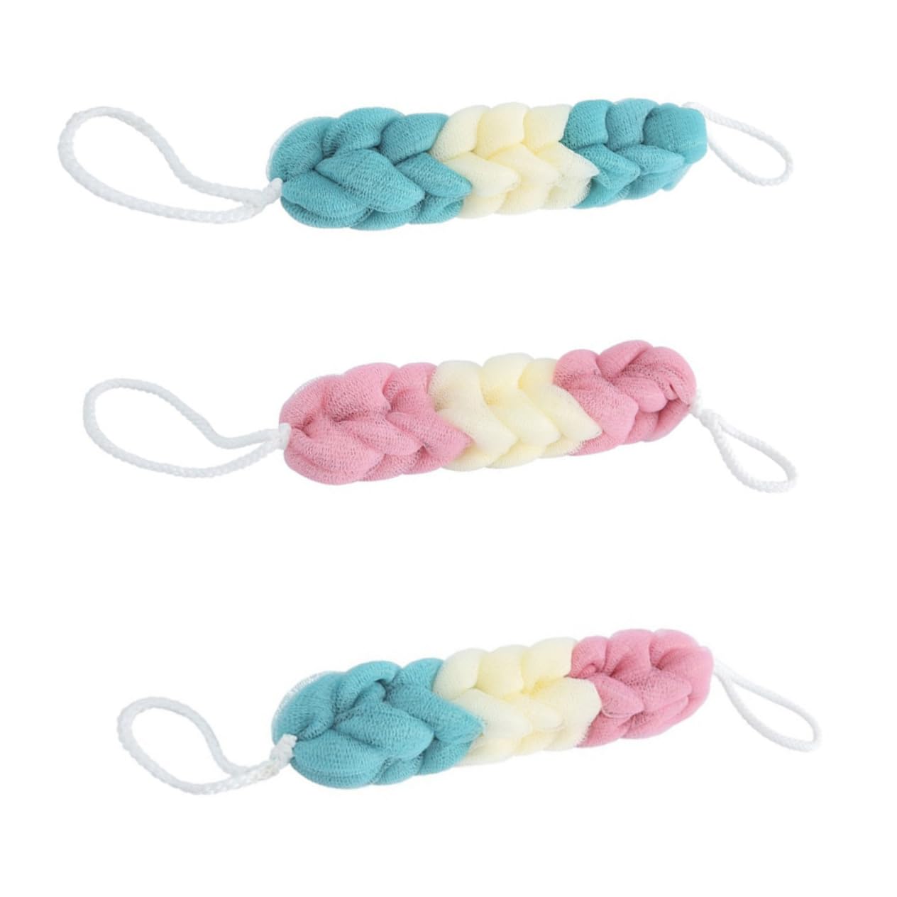 Didiseaon 3pcs Long Bath Strips Exfoliating Shower Towel Soft and Flexible Body Scrubber for Cleaning Random Tool Random Color