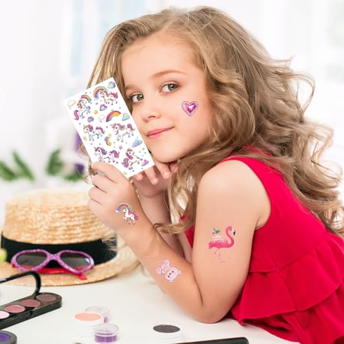 Keikihipa Tattoos for Kids, 350+ Mixed Styles (37 Sheets) Temporary Tattoos Stickers Set Gift for Girls and Boys, Space Dinosaur Animals Butterfly Tattoos for Kids Birthday Party Supplies
