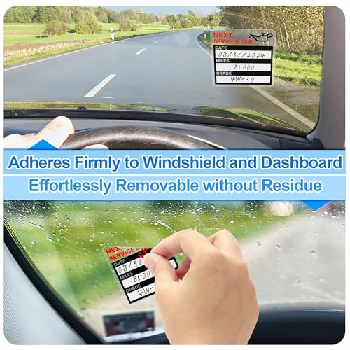 Image of for Oil Change Sticker Static Cling, Clear Stickers 120 Pcs 2 inchx 2 inch Next Service Due Sticker for Windshield, Easy to Peel with No Residue for Car Auto Vehicle Window (Red)