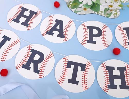 Image of Baseball Happy Birthday Banner,Baseball First /1st Birthday Decoration | Rookie Of The Year Banner,Sporty Birthday Decor