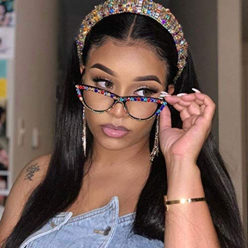 Image of VOOGLAM Stylish Rhinestone Cat Eye Blue Light Glasses for Women Anti Eyestrain Dry Eyes Eyewear Cathleen