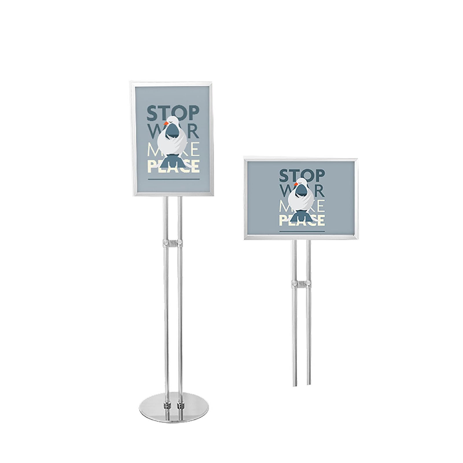 Support d'affiche A4 réglable en aluminium avec base ronde stable pour signalétique