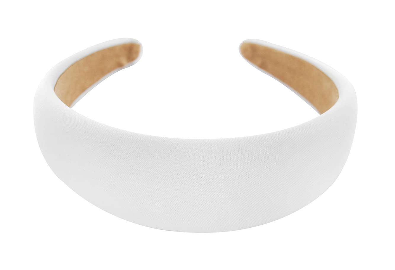 axy Breiter Haarreif mit Stoff gepolstertes Candy Colours - Wunderschön Damen Stirnband Haarschmuck Haarreifen HRK2A (Weiss)