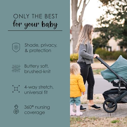 Milk Snob Original 5-in-1 Luxe Cover in Jade - Added Privacy for Breastfeeding, Baby Car Seat, Carrier, Stroller, High Chair, Shopping Cart, Lounger Canopy, Newborn Essentials, Nursing Top - Thumbnail 4