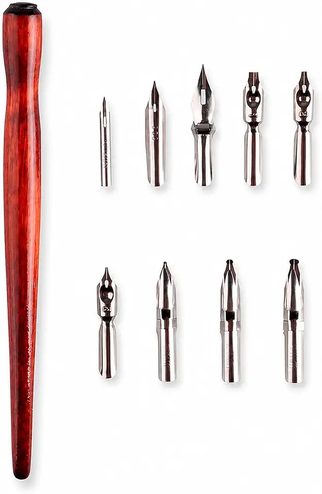Kit Caligrafia Cabo e Penas Sinoart 10 pecas