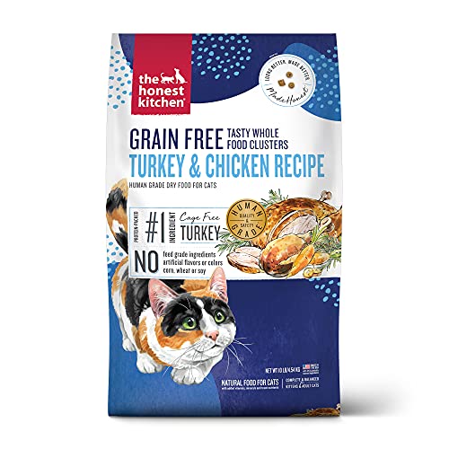 Image of The Honest Kitchen Human Grade Whole Food Clusters Grain Free Turkey & Chicken Dry Cat Food, 10 lb Bag
