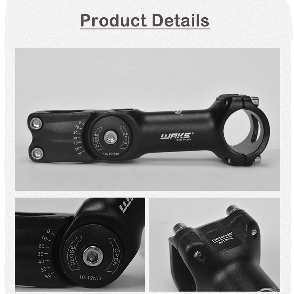 CYSKY Potence VTT Réglable 0-60° - Alliage Aluminium 31.8mm | 90/110/130mm Pour Vélo Route, MTB, BMX