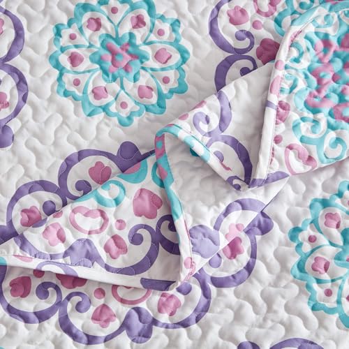 SLEEP ZONE 3-Piece Printed Quilt Set - Full/Queen Size - Lightweight Reversible Bedding Coverlet Set for All Season (Classic Circle Pattern), Full/Queen (90x96 inch | 2 Pillow Shams) - image 5