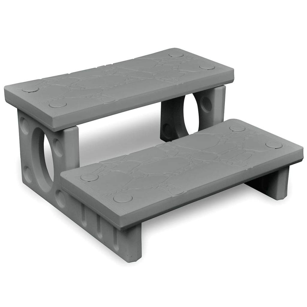 FAMIROSA Plastic Handi-Step for Round Straight Sided Spa Steps Multi Purpose Spa Hot Tub Gray 27.6