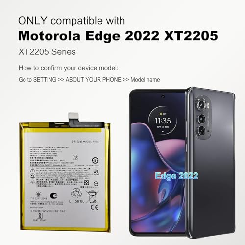 Image of New Cellphone Replacement Battery Compatible with Motorola Edge 2022 XT2205 Series NF50, with Toolkit & Repair Guide