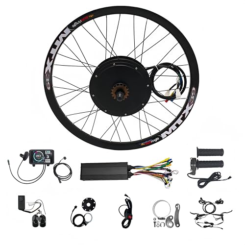 ebsenopower Kit di Conversione Ruota Posteriore E-Bike, 72V 3000W, Compatibile con 24', 26', 27,5', 29', 700C MTX39, con Display a Colori e Controller ad Onda Sinusoidale (26 pollici posteriore)