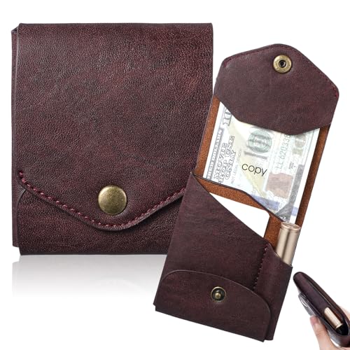 The Conan Wallet Multifunctional Compact Wallet for Men, Slim Minimalist Bifold Wallet with Pen Slot, Portable Handmade Leather Flat Banknote Storage for Daily or Travel