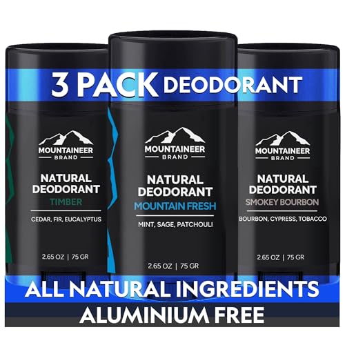 Mountaineer Brand 3 Natural Deodorant for Men Multiple Scents Bundle | Aluminium Free | Made in West Virginia | Organic & Non Toxic | Odor & Sweat Control | 2.65 oz (3 Pack)