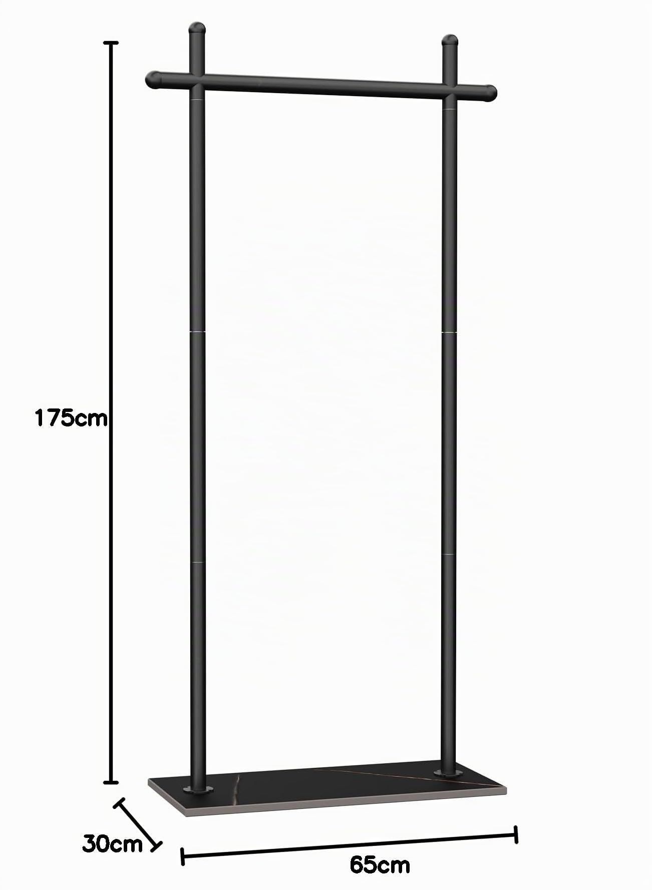 Appendiabiti da Terra in Metallo, Attaccapanni con Lastra di Roccia, Stand Armadio Appendiabiti di Grande Capacità, Adatto per Camere da Letto,soggiorni,corridoi, 175cm, Nero