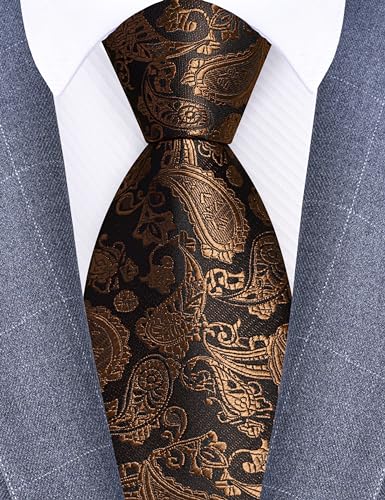 Image of GUSLESON 3.15 inch(8cm) Fashion Paisley Ties Mens Woven Jacquard Necktie for Wedding